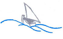 Drawing of a boat on the ocean